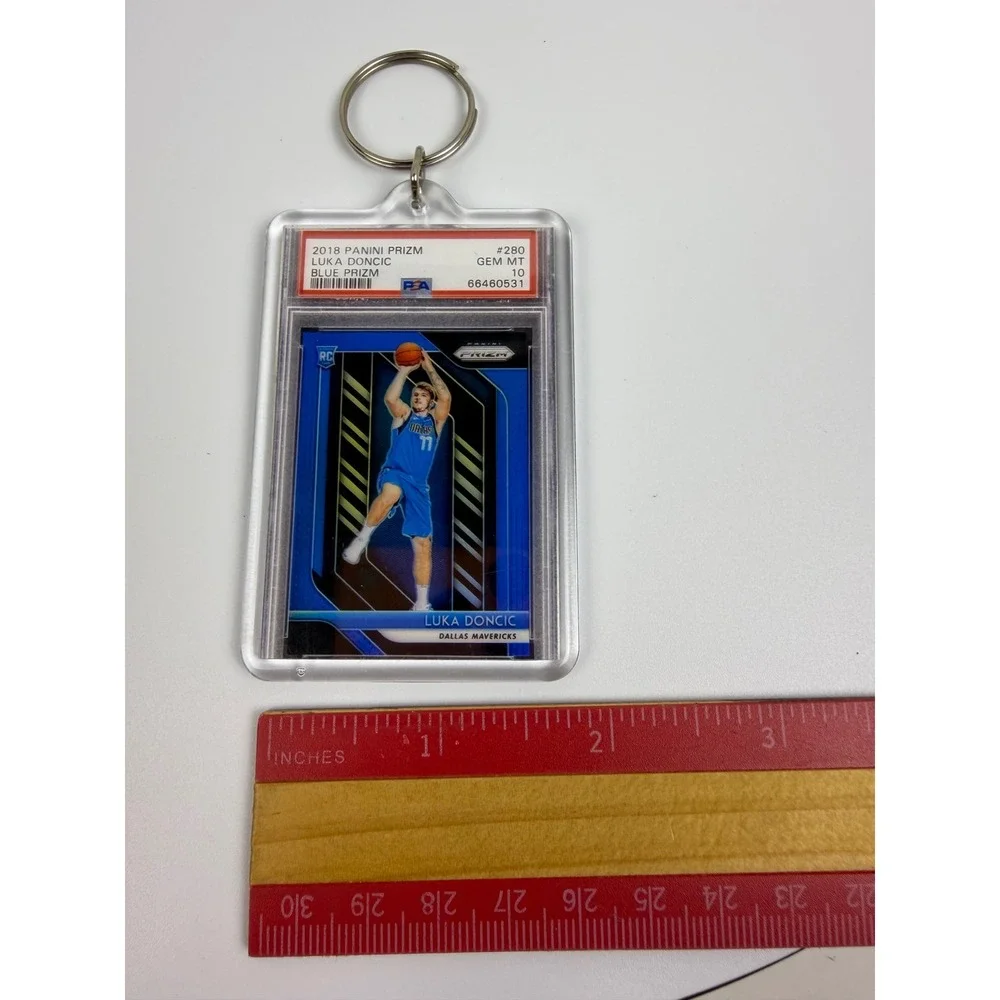 Luka Doncic 2018 Panini Prizm Blue Prizm #280 PSA 10 Rookie Card Keychain NBA